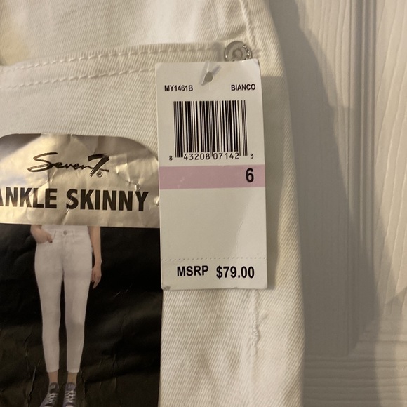 Seven7  High Rise Strech Ankle Skinny Women White Jeans Pants size 6 brand new - Picture 3 of 12